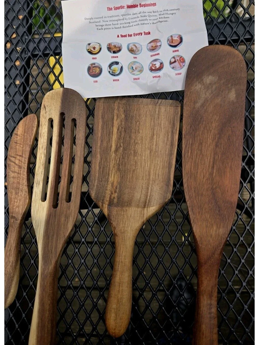 Mad Hungry 4pc Wooden Spurtle Tool Set Original, Slotted, Mini, Lucinda Quinn